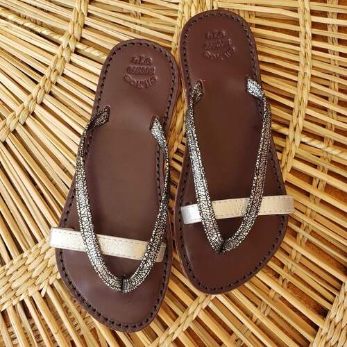 Sandale Lolette — marron & argent